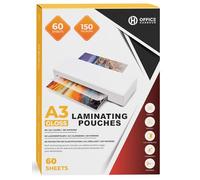 A3 Laminating Pouches - 60 Sheets | 150 Micron | Gloss Finish | Waterproof, Durable, Trimmable, Wipeable | 3mm Border for Secure Sealing | Ideal for Posters, Certificates, Signs & Artwork