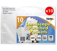 A3 Landscape Punched Pockets (90 micron) - Ring Binder Sleeves Wallets