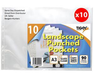 A3 Landscape Punched Pockets (90 micron) - Ring Binder Sleeves Wallets