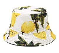 (A3 lemon white) Unisex Double-sided Foldable Fisherman Hat Sun Hat For Men And Women