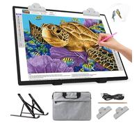 A3 Light Box with Bag/Stand, 3000mAh Battery, Rechargeable LED Light Pad, 3 Colours Dimmable and 6 Brightness Levels, Light Table for Diamond Painting, Drawing, Sketching, Tattooing, Vinyl Weeding
