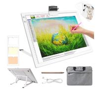 A3 Light Pad for Diamond Painting - Rechargeable Tracing Light Box with Carry Bag, 3 Colours Stepless Dimmable 6 Levels Brightness Light Board, Battery Powered Light Pad for Weeding Vinyl(White)
