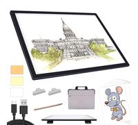 A3 Light Pad with Carry Bag, Battery Powered Diamond Painting Light Board, 3 Colours 6 Levels Brightness Tracing Light Box, Portable Rechargeable LED Light Pad for Weeding Vinyl Drawing