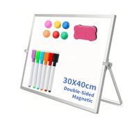 A3 Magnetic Desktop Whiteboard Double Sided Magnetic White Board | Dry Erase Small WhiteBoard Portable White Board with Stand 40X30CM 6 Pens 6 Magnets 1 Eraser, for Students School Home Office