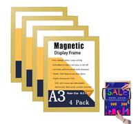 A3 Magnetic Frame 4Pack, 11X17 Self-Adhesive Magnetic Display Frame, Paper Display Frame with Strong Magent, Fridge Magnet Frame for Wall, Door,Tile, Refrigerator,Cupboard,Window Glass a3 Sign Holder