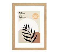 A3 Oak Frame With Mount For A4 Print Size (21 x 29.7cm) - A3 Oak Picture Frame With White Mount with Safe Perspex Front & Wall Hanging Hook - Handmade Frames