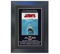 A3 or A4 JAWS Movie Poster Signed Gift BLACK FRAME Printed Autograph Film Gift Print Photo Picture Display (A4 Black Frame (210 x 297mm))