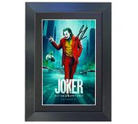 A3 or A4 JOKER Joaquin Phoenix Movie Poster Signed Gift BLACK FRAME Printed Autograph Film Gift Print Photo Picture Display (A3 Black Frame (420 x 297mm))