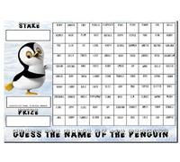 A3 Penguin Guess The Name of Fundraising Scratchcard Match and Win card