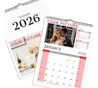 A3 Personalized Photo Calendar Custom with 13 Photos Wall Calendar Decoration Hanging Calendar Adhesive Hook Fixation Gift for Family Friends Home Office Hotel (A4)