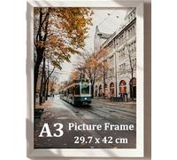 A3 Picture Frame, 100% Solid Wood A3 Photo Frame 29.7 x 42cm, with Clear Perspex Front, Wall Mounting to Hang Portrait or Landscape
