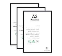 A3 Picture Frame, Black Aluminium Photo Frame with plexiglass - 29.7x42 cm