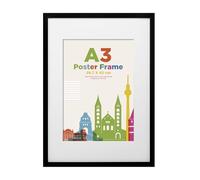 A3 Picture Frame with A4 Mount, Wooden 29.7 x 42 cm Frames Featuring Clear Plexiglass for Table and Wall Mounting, Perfect for Portrait, Home, Office,Black