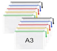 A3 Plastic Wallets -10 Pack Mesh Zip Lock Bags File Folders,Plastic Document Zipper Bag Zip Wallet