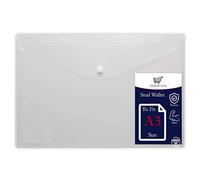 A3 Plastic Wallets Clear Popper Wallet Envelope Folders Transparent School Document Folder Press Stud Wallet Carry File Pockets Plastic Folder Office Files Button Closure (to Fit A3 Size - 1 File)