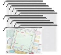 A3 Plastic Wallets Folders - 12PCS A3 Zip Plastic Zip Lock Bags Document Wallets File Folders for School Office Supplies, Household, Cosmetics and Cross Stitch Projects, Black