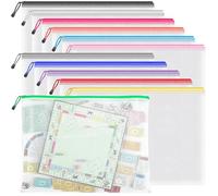 A3 Plastic Wallets Folders - 12PCS A3 Zip Plastic Zip Lock Bags Document Wallets Zipper File Folders for School Office Supplies, Household, Cosmetics and Cross Stitch Projects