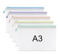 A3 Plastic Zip Wallets - 5PCS A3 Zip Lock Bags Plastic Document Folders - Pastel