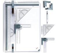 A3 Portable Drawing Table Board with Clear Rule Parallel Motion and Angle Adjustable Measuring System, Multi-Function Metric Drawing Board Drafting Table for Engineering Students