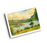 A3 PRINT - Loch Lomond & the Steamer at Ardlui - Vintage Art Style