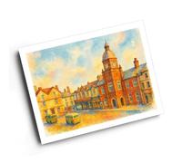 A3 PRINT - The Square, Millom - Vintage Art Style
