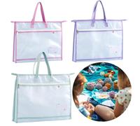 A3 Project Bag,3 Pcs Reusable Zipper Pouches Clear Mesh Design Zipper Pouches Art Portfolio Bag with Handle for Artworks, Drawing Pads Supplies,Travel,Office and Home Organize