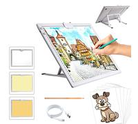 A3 Rechargeable Light Pad, TOHETO 2500mAh Battery Powered Light Board with Stand Top Magnetic Clip 3 Colors Stepless Dimmable 6 Levels Brightness Light Box for Diamond Painting Weeding Vinyl (White)