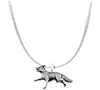 A3 Running Fox fine english pewter 3D PENDENT ON A BLACK CORD Necklace Handmade 41CM & Adjustable with pride in details