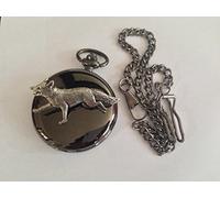 A3 Running Fox polished black case mens GIFT quartz pocket watch fob made in sheffield