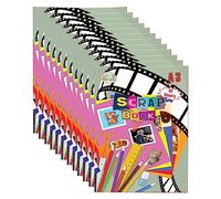 A3 Scrapbook Staple Bound Assorted Colour 30 Sheets, for Children and Adults Family Cutting Card Making DIY Photo Album for Baby Child Ideal for Scrapbooking, Arts, Crafts and DIY (Set of 12)