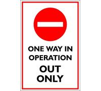 A3 size Red/White Customer Traffic no entry One Way Social Distance covid Sign 420mmx300mm Rigid Foam PVC