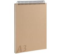 A3 Sketch Book 50 Sheets/100 Pages 160gsm Top Spiral Bound Kraft Cover