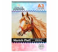 A3 Sketch Pad 30 Sheets of 130GSM White Cartridge Paper, Spiral Bound Artist Sketch Pad Book, Durable Acid Free Sketch Paper for Kids, Professionals, Drawing & Sketching (A3)