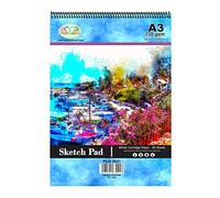 A3 Sketch Pad for Artists 130gsm Thick White Mixed Media Cartridge Paper Hardback Spiral Bound Sketch Pad Art Book Drawing Book 11.8cm X 16.6cm, 30 Sheets/60 Pages Stationery Supplies (A3)