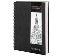 A3 Sketchbook, Spiral Sketch Book with 160gsm Thick Paper - Black Hardcover Artists Sketch Pad Art Drawing Book for Sketching, Portrait, 60 Sheets / 120 Pages