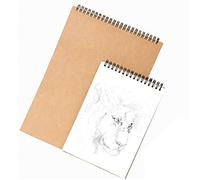 A3 Sketchbook Wire Bound Landscape Notebook Drawing Sketch Book Portrait Book Sketch Pad Kraft Hardcover Spiral Notepad White Cartridge Paper Recycled 60Pages(30sheets)
