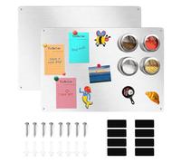 A3 Stainless Steel Magnetic Board Wall & Fridge Memo Bulletin Board | for Kitchen, Office, Bedroom 43.5x30cm Metal Magnets Board to Display Notes, Photos, Recipes, Spice Jars (2 Pack)