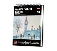 A3 Watercolour Paper Pad, 32 Sheets (64 Pages), 300GSM(140LB) Cold-Press, Natural White, Spiral-Bound A3 Sketchbook, Drawing Pad, Mixed Media Paper - Suitable for Beginners, Artists & Professionals