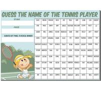 A3 What's The Name of the Tennis Player Fundraising Scratchcard Match and Win card