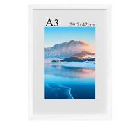 A3 White Wooden Picture Frame, 29.7 X 42 cm, With Perspex Glass, Wall-Mounted Poster Frame for Print, Bedroom and Living Room Decoration