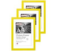A3 Yellow Picture Frame Set of 3, Perfect for Displaying A4 Pictures with Mount or A3 Pictures Without Mount, Gallery Wall, Posters, Photos, Artwork, or Prints, Yellow