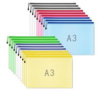 A3 Zip Wallets A3 Folders Plastic Wallets Ziplock Bags Zipper Bag Mesh Zip Folder - 18PCS