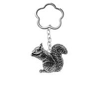 A35 Sitting Squirrel Pewter Emblem On A very strong Cloud / Flower keyring hold multiple keys 3D