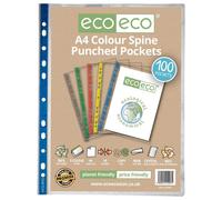 A4 100% Recycled Bag 100 Colour Spine Multi Punched Pockets (1)