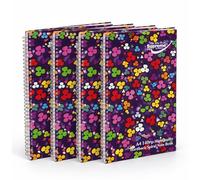 A4 140Pgs Flower Power 8mm Ruled Hardback Spiral Note Books - Set of 4