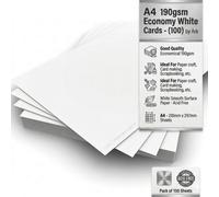 A4 190Gsm Economy White Cards - Sheets Of Acid Free, Smooth, White Cards (100) By Ark