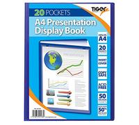 A4 20 Pocket / 40 View Blue Recycled Display Book Presentation Quality Folder Portfolio (3 x Books)