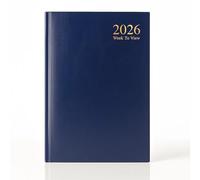 A4 2026 Diary Week to View Blue Casebound Cover Yearly Diaries WTV Organiser with Ribbon Marker for Business, Office, Home, Appointments