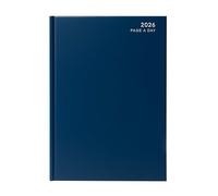 A4 2026 Page a Day Desk Diary Blue Hard Backed Casebound for Business, Office and Personal Use - Include Calendar Year, Daily Diary, Journal and Planner with Ribbon Marker
