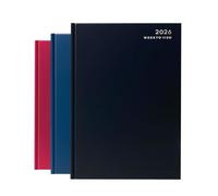 A4 2026 Week to View Desk Diary Black Hard Backed Casebound Include Calendar Year, Daily Diary, Journal and Planner with Ribbon Marker for Business, Office and Personal Use
